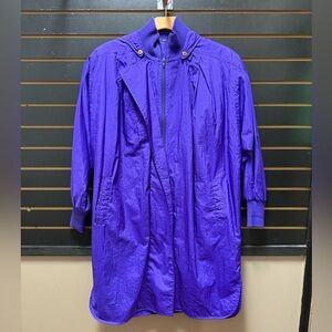 💜 Vintage Jennifer Chase Oversized Purple Nylon Trench Coat (Size S, Fits M/L)